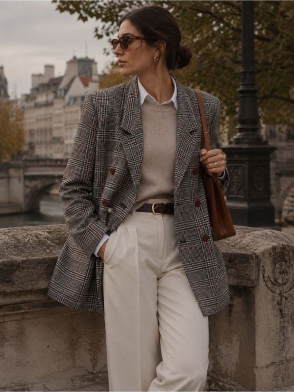 Vintage Bay Club Plaid Blazer Grey Red Double Breasted Office Career Academia